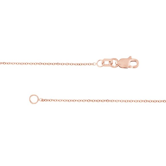 14K Solid Rose Gold 1.05mm D/C Cable Chain Necklace - Lobster Clasp